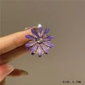 Mini purple daisy hair claw clip with crystal center and glitter finish, size 2.7cm - 36# Purple Flower