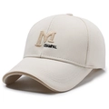 Beige baseball cap featuring M letter embroidery and contrasting brim detail - Light Beige