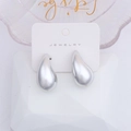 Polished silver teardrop earrings for women in a minimalist fashion design - Mirror Silver