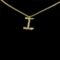 18k gold necklace featuring a letter I pendant with colorful zircon stones on black background - Letter I / Gold