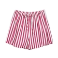 Rosa-weiß vertikal gestreifte Shorts mit Kordelzug, elastischem Bund und Laternensaum - S / Nadelstreifen-Shorts