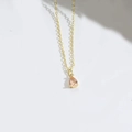 Minimalist gold necklace with a pear-cut pink gemstone water drop pendant - Light Pink (Gold) (XL3412)