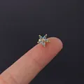 Blue zircon daisy stud earring in 20G stainless steel with golden finish petals - Light Blue (4#)