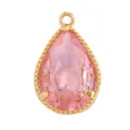 Water-drop pink crystal pendant with golden beaded frame and top loop for jewelry - Pink/Small Water Drop