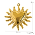 Detailed view of 304 stainless steel heart sun pendant with 40mm height and 9.7g weight - Heart Sun Rays YTP2412087