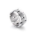Anillo cuadrado plateado para hombre en acero inoxidable con diseño tejido industrial - US 7 / Color Acero (KR105968-KJX)