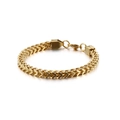 Bracciale a catena cubana in acciaio inossidabile dorato lucido con chiusura a moschettone - Oro 6mm 21.5cm (KB129860-Z)