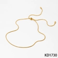 Adjustable gold stainless steel snake chain jewelry set with sliding bead closure - Adjustable Snake Chain Necklace (KD1730) / Gold