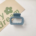Close-up of matte Morandi blue square hair claw clip with non-slip teeth on white background - Matte Small Square Haze Blue