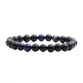 Natural blue tiger eye stone beaded bracelet with glossy finish on a white background - 8mm