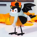 Détail de l'oiseau d'Halloween avec ailes de chauve-souris, écharpe bleue et pieds métal - Style Écharpe D'hiver / Flamant Orange