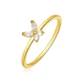 Minimalist gold butterfly open ring featuring four marquise-cut marquise zircons - KC Gold Four-Petal Flower