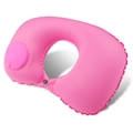 Cuscino da viaggio rosa a forma di U con pompa manuale per il massimo comfort in volo - Seta di Latte / Cuscino cervicale / Rosa