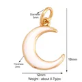Golden crescent moon pendant with white enamel inlay and top ring for DIY jewelry - Crescent Charm-White