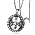 Silver stainless steel Viking compass necklace with Celtic knot and runic circle - Axe Plate + Titanium Steel Chain
