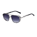 Steampunk sunglasses with silver frame, mesh side shields and purple gradient lenses - Bright Black Silver Gradient Gray