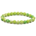 Natural green emperor stone beaded bracelet with marble texture on white background - Green Emperor Stone