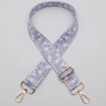 Adjustable light blue floral pattern woven bag strap with golden lobster metal hooks - No. 655 Light Purple Floral Gold Hook