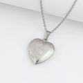 Silver stainless steel heart locket necklace with vintage embossed floral patterns - Magic Mirror Heart/Steel