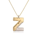 Two-tone gold and silver letter Z pendant necklace with hammered texture and box chain - Letter Z