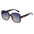 Polarized square oversized sunglasses in tortoiseshell frame with gradient lenses - 豆花框蓝灰片(C3)