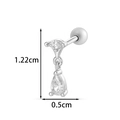 Silver geometric cartilage stud earring with cubic zirconia and screw back ball - Teardrop Zirconia Style (2603-2# Silver)