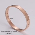Detail view of 8mm rose gold stainless steel bangle with dimensions and weight info - Men's Rose Gold