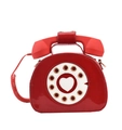 Creative vintage red telephone cross-body bag with glossy heart dial in patent leather - Red