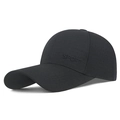 Classic black men's sport baseball cap with embroidered SPORT text on the side - Adjustable / Black