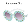 Occhiali da sole per bambini blu trasparenti con decorazioni a margherita e lenti sfumate viola - Blu Trasparente