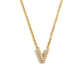 Collana in acciaio inossidabile placcato oro 18K con ciondolo a lettera V e cristalli - Oro - Lettera V