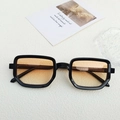 Retro polygon sunglasses with black frames and orange gradient lenses 50mm size - Black Frame Sunset Yellow