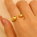 Minimalist 18K gold-plated stainless steel open ring with irregular ball ends for women - 18K Gold Spherical Open (WG-0163)