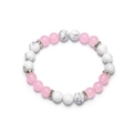 Fashionable beaded bracelet featuring pink quartz, white turquoise, and crystal spacers - Pink Chalcedony White Turquoise (376)
