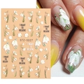 Stickers nail art 5D en relief avec perce-neige blancs et texte modèle STZ-5D27 - STZ-5D27 Perce-neige