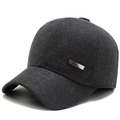 Berretto da baseball in lana grigio scuro da uomo con logo Sports metallico laterale - Regolabile / Grigio