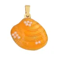 Pendentif coquillage orange avec perles blanches et fermoir doré pour bijoux d'été - K645754-Yellow Shell