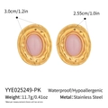 Detailed size and weight specs for vintage gold stainless steel pink stone earrings - Gold Inlaid Pink Gemstone Style (YYE025249-PK)