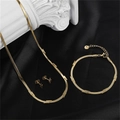 18k gold plated stainless steel jewelry set with lightning bolt necklace, bracelet and earrings - Lightning (S00058G-4)