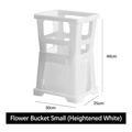 Small white plastic flower bucket with hollow design and detailed dimensions 46x30x25cm - Auction House Flower Bucket (small White) - Taller Version; Flower Growing Bucket