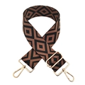 Detail of the 5cm wide woven shoulder strap with black-brown geometric diamond patterns - Black Brown