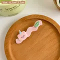Pink wave hair clip with a cute bear and dear tag, matte resin, 6.2cm size - 6# Lotus Pink Bear Clip