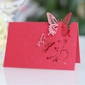 Elegant red laser-cut butterfly table place card made of premium pearlescent paper - Pearlescent Red