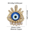 Golden Evil Eye earrings made of copper with blue zircon inlay and hanging charms - YSN033-03 (Gold Edge Zirconia Eye)