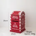 Buzón de Navidad festivo de madera roja y blanca, 39x23cm, para decoración navideña ideal - Estilo de Buzón de Escritorio Rojo