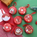 Red Christmas round mini storage pouch featuring festive Santa and reindeer patterns - Christmas Coin Purse 1pc