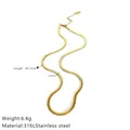 3.0mm flat snake chain in 18K gold plated stainless steel with 45+5cm length detail - Gold Long Flat Snake Chain