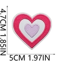 Detailed size chart for pink heart embroidery patch showing 4.7cm height and 5cm width - No.23-Tri-Color Heart