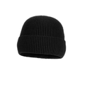 Classic black ribbed knit beanie with foldable cuff for winter warmth and outdoor cycling - Hat Only / Black