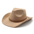 Chapeau de cowboy occidental classique en daim camel avec ruban tressé et bord courbé - Camel
